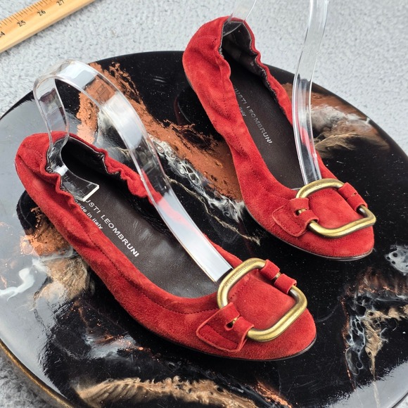 Attilio Giusti Leombruni Shoes - AGL Attilio Giusti Leombruni Ballet Flats Women 37 Red Suede Buckle Italy